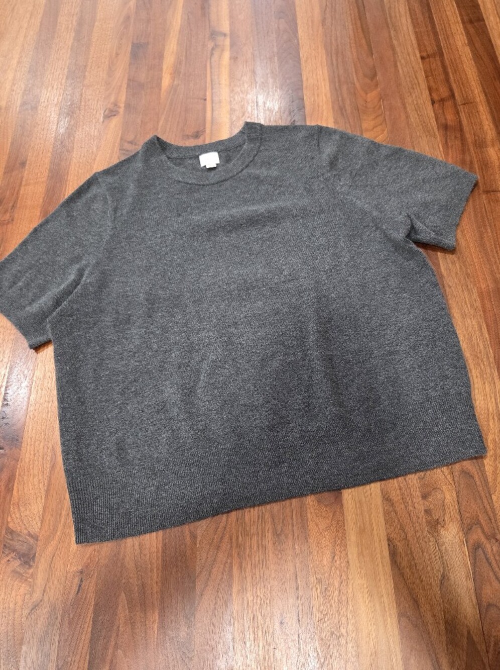 A New Day Charcoal Gray Crew Neck Short Sleeve Sweater Rib Trim Size XXL